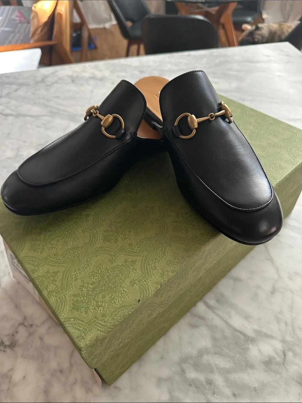 Gucci Black Princeton Loafer slides with horsebit Gold Hardware NWT - Picture 1 of 5